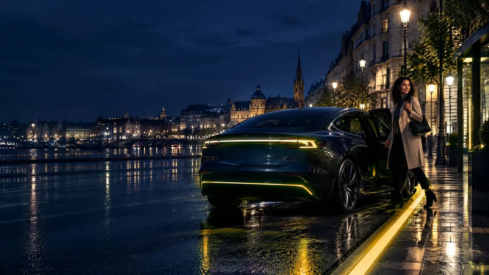 FazRyde-campagne: taxi in de stad bij nacht